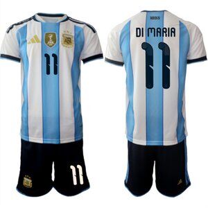 Angel Di Maria White Blue Soccer Jersey Suit